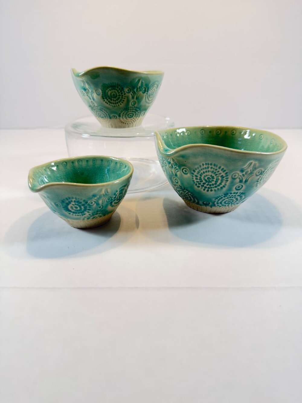 Anthropologie Old Havana Nesting Prep Bowls Set of 3 Mint Turquoise Portugal